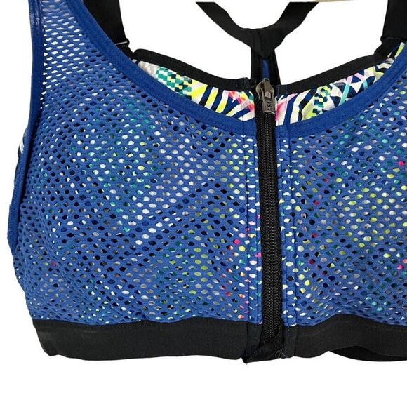 VSX Sport Victorias Secret Womens Blue Zip Front Mesh Wireless Padded Bra 34D - Picture 5 of 16